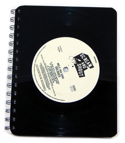 A5 Spiralbuch, Buchdeckel aus alten Schallplatten ''LP''