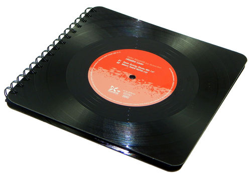Spiralfotobuch 20x20cm, Buchdeckel aus alten Schallplatten ''LP''