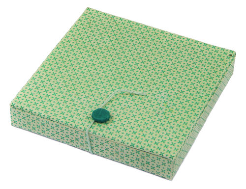 Box mit Klappdeckel, Knopfverschluß, 15x15x2,5cm