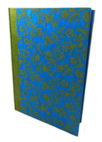 Notizbuch, Blütenmuster, 15 x 21 cm, 80 Blatt creme, Vorsatzpapier